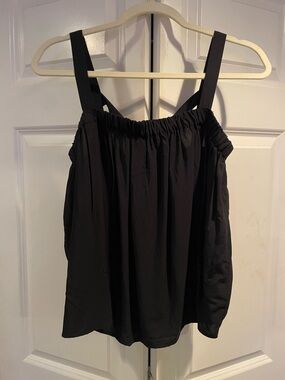 Old Navy Black Gathered Square-Neck Tank with Wide Straps
